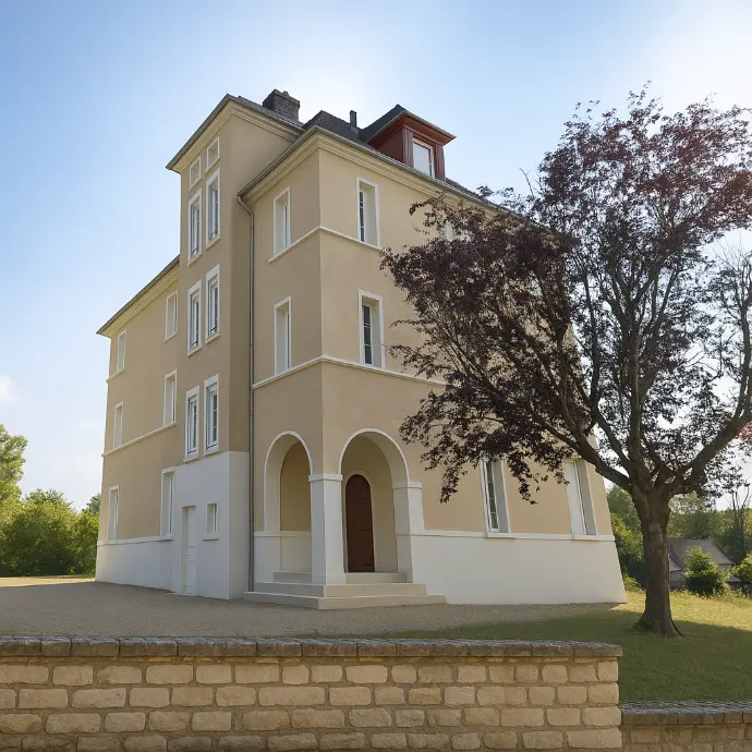 vue de la Villa rénovée du domaine, désormais aménagée en hébergement