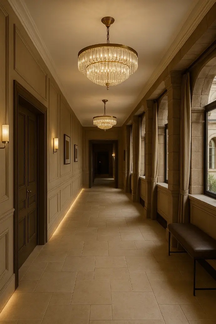 couloir du couvent, autre bâtiment d’hébergement au domaine